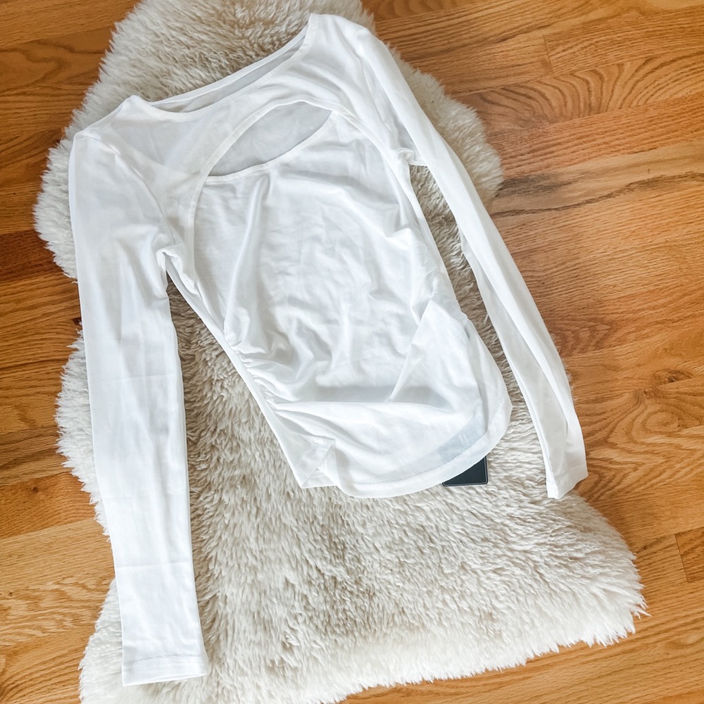 *NWT Micoson Mesh Cutout white top